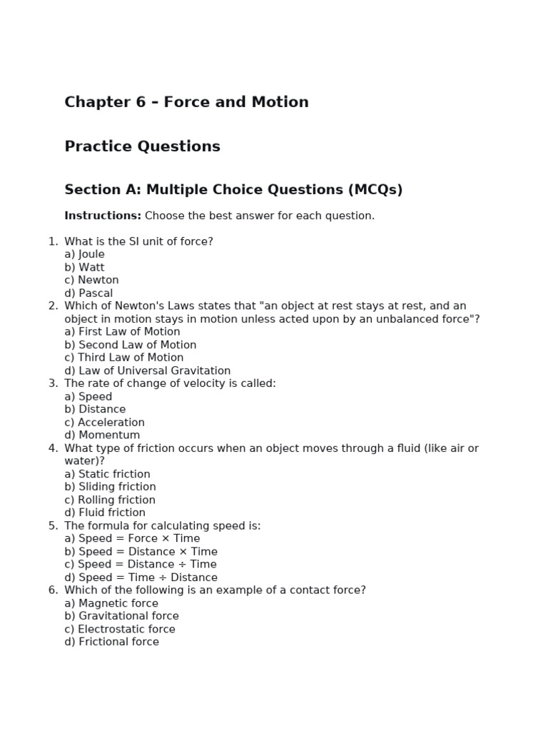 Chapter 6.docx Questions | PDF | Force | Newton's Laws Of Motion