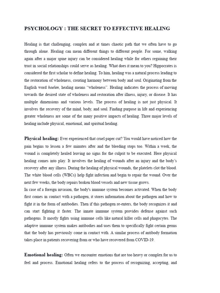 Psychology of Healing by Priyanshi | PDF