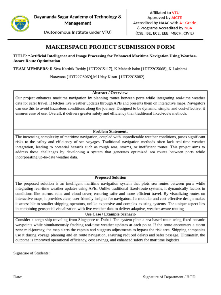 Makerspace Project Submission Form Team Karthik | PDF | Navigation | Port