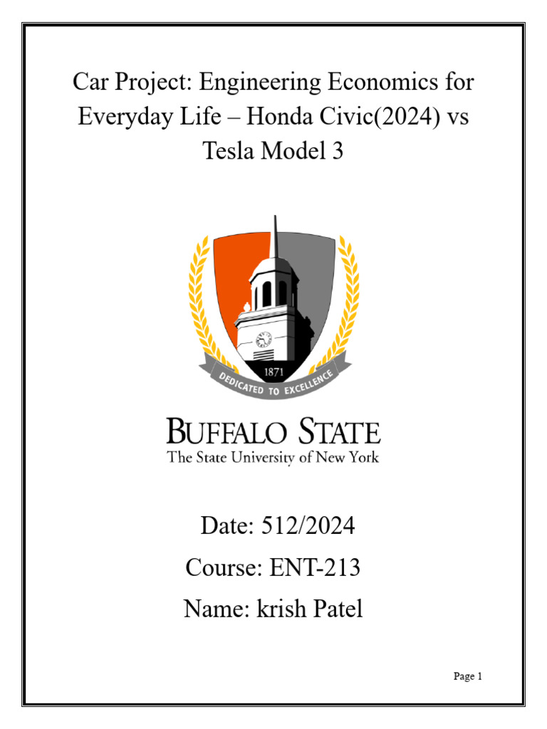 ENT - 213 Final Car Project | PDF | Cost Of Living | Net Present Value