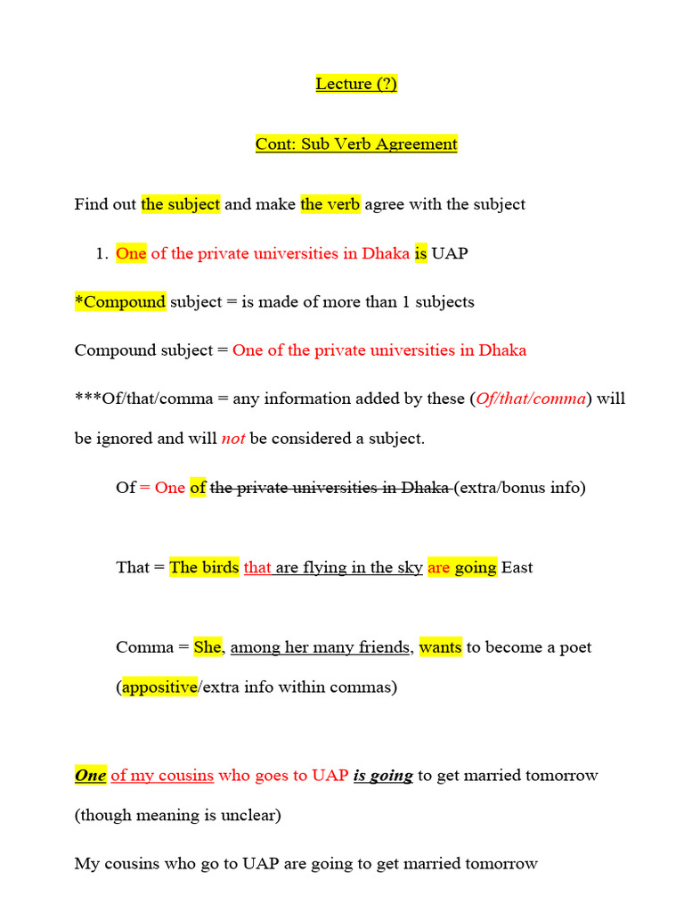 Sub Verb Agreement | PDF