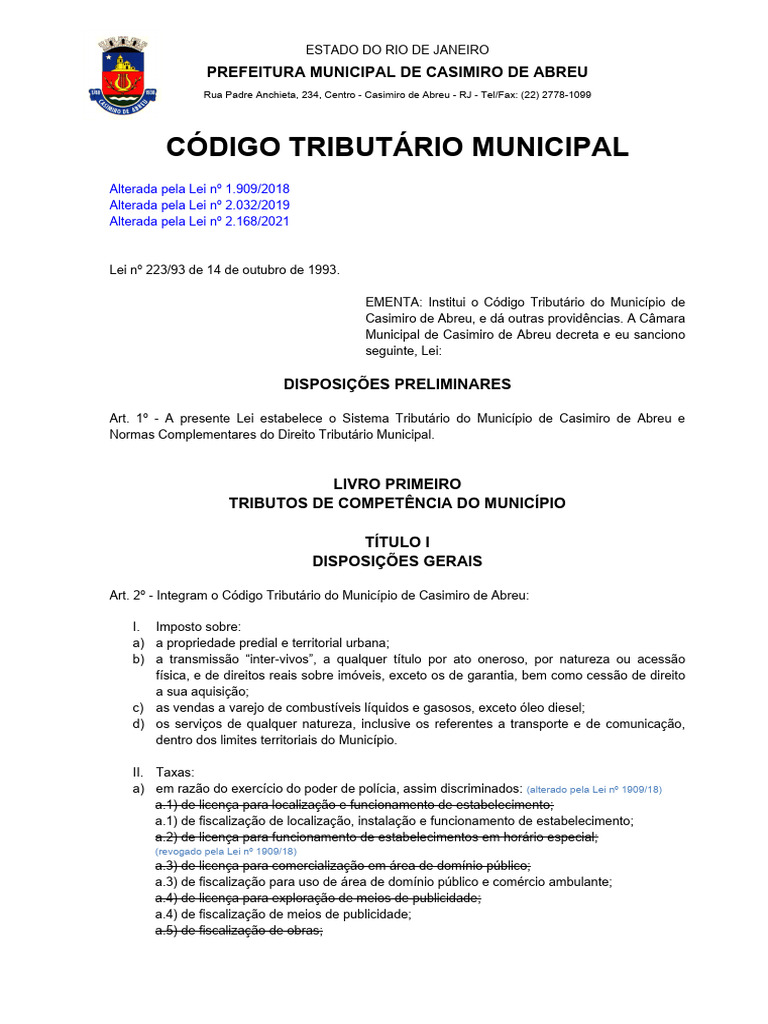 CÓD TRIBUTÁRIO - Lei 223-93 Atualizado em 21-06-22 | PDF | Impostos ...