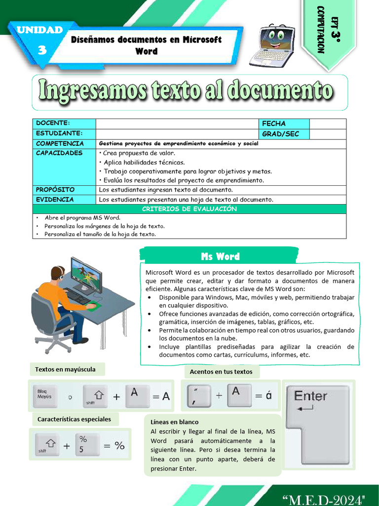 Ficha de Actividad Ept 3°-Semana 2 | PDF | Microsoft Word | Microsoft