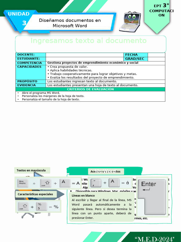 Ficha de Actividad Ept 3°-Semana 2 | PDF | Microsoft Word | Microsoft
