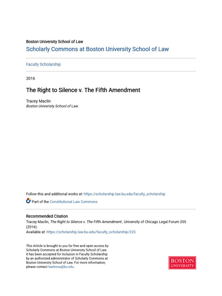 The Right To Silence v. The Fifth Amendment | PDF | Fifth Amendment To ...