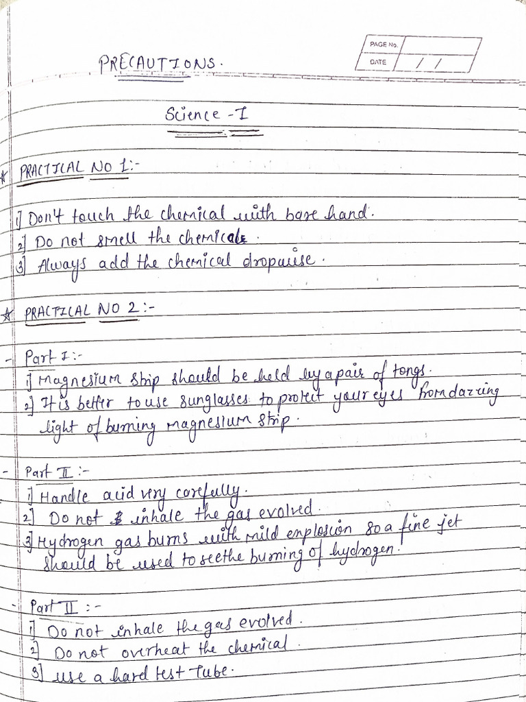 Science Practical Precautions | PDF