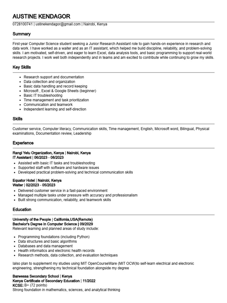 My Resume | PDF | Computer Science | Microsoft Excel