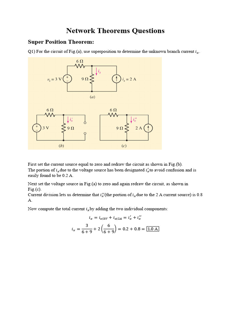 Network Theorems Questions and Answers | PDF | Electrical Network ...