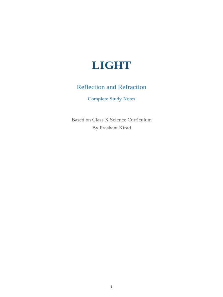 Light Reflection Refraction Notes | PDF | Reflection (Physics) | Light
