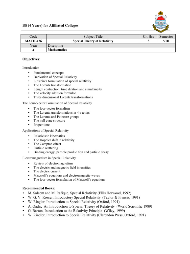 C Math-426 | PDF | Special Relativity | Theory Of Relativity