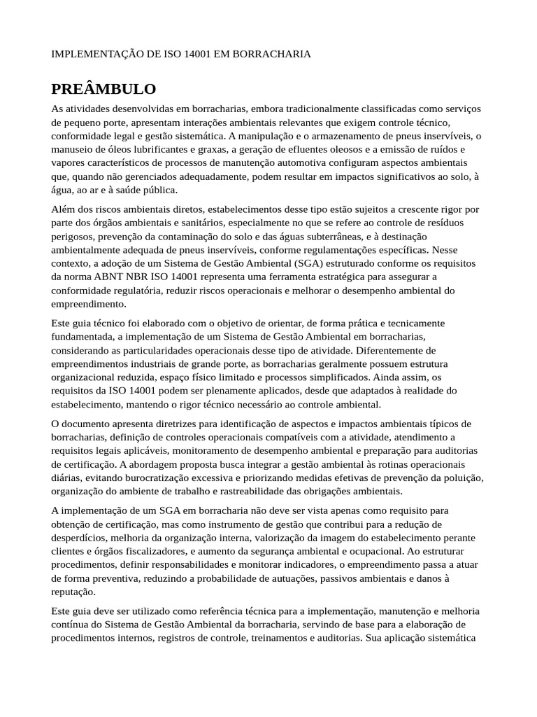 Implementação de Iso 14001 em Borracharia | PDF | Desperdício ...