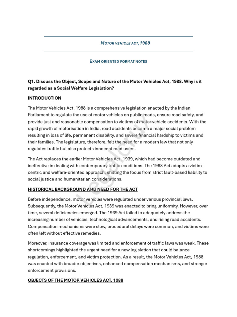 MV Notes | PDF | Vehicle Insurance | Driver's License