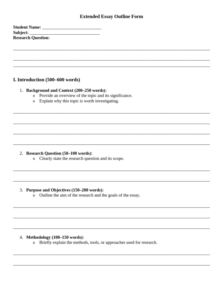 Extended Essay Outline Form | PDF | Essays | Argument