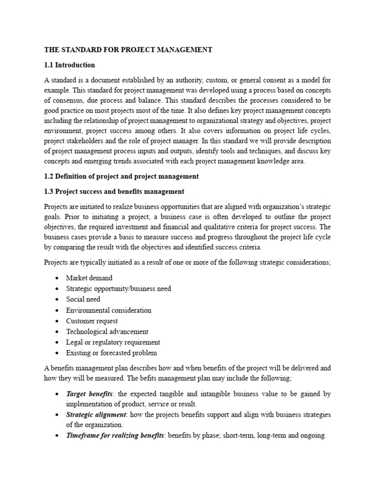 Lecture 2. The Standard of Project Management | PDF | Project ...