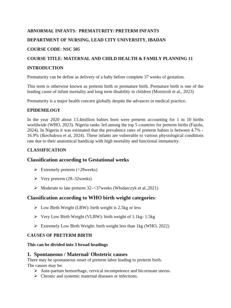 Edited Abnormal Infant Lcu 500l | PDF | Preterm Birth | Medical Specialties