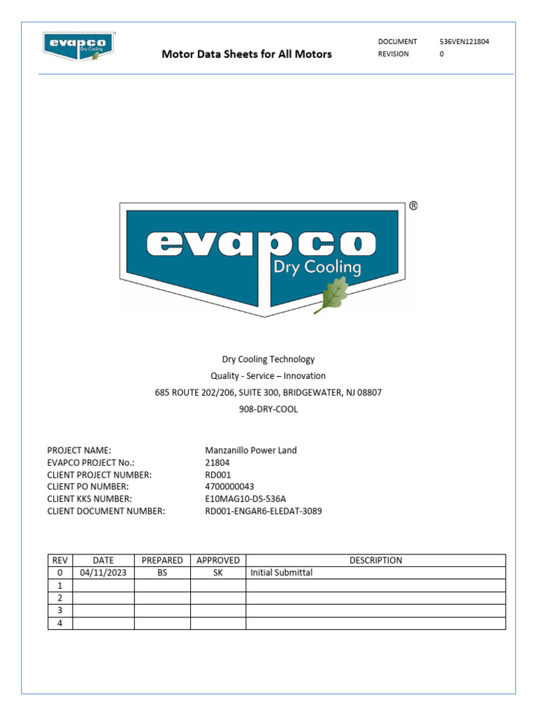 536VEN1221804 (Motor Data Sheets For All Motors) - r0 | PDF ...