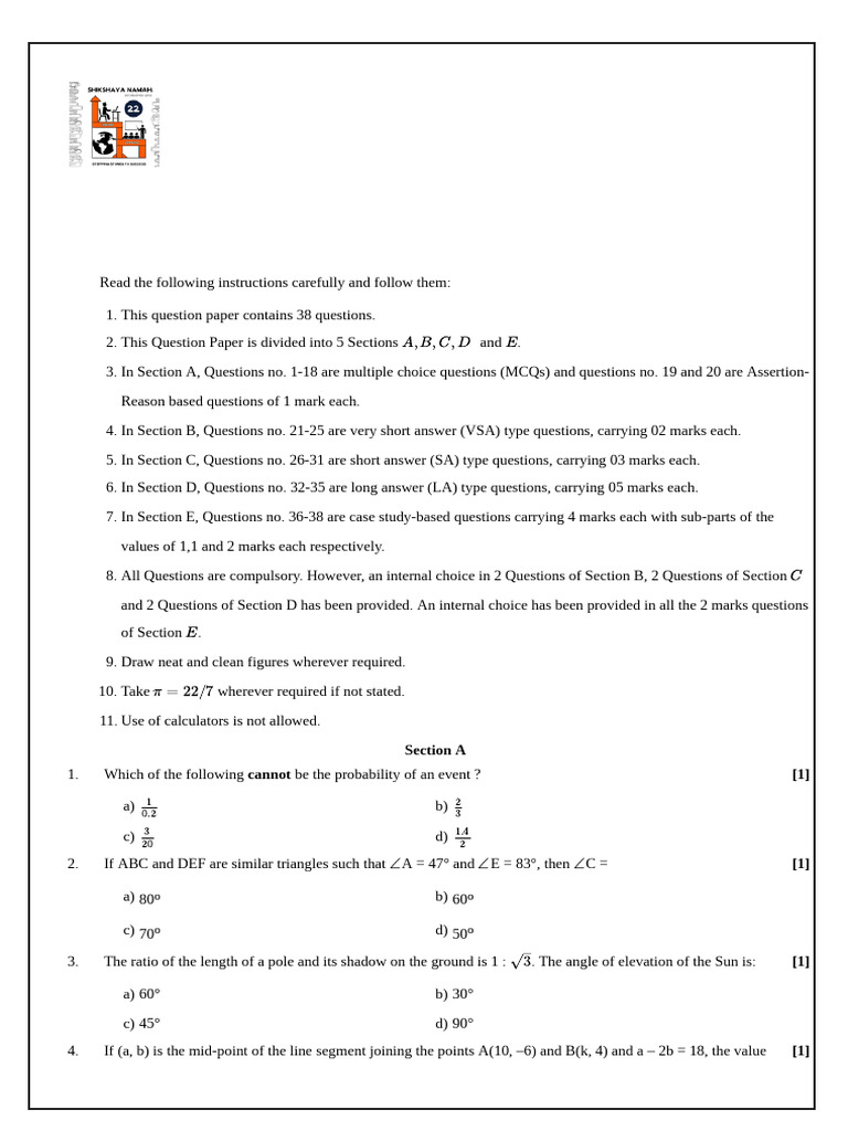 10th Mathematics STD Paper 5 SN | PDF | Circle | Angle