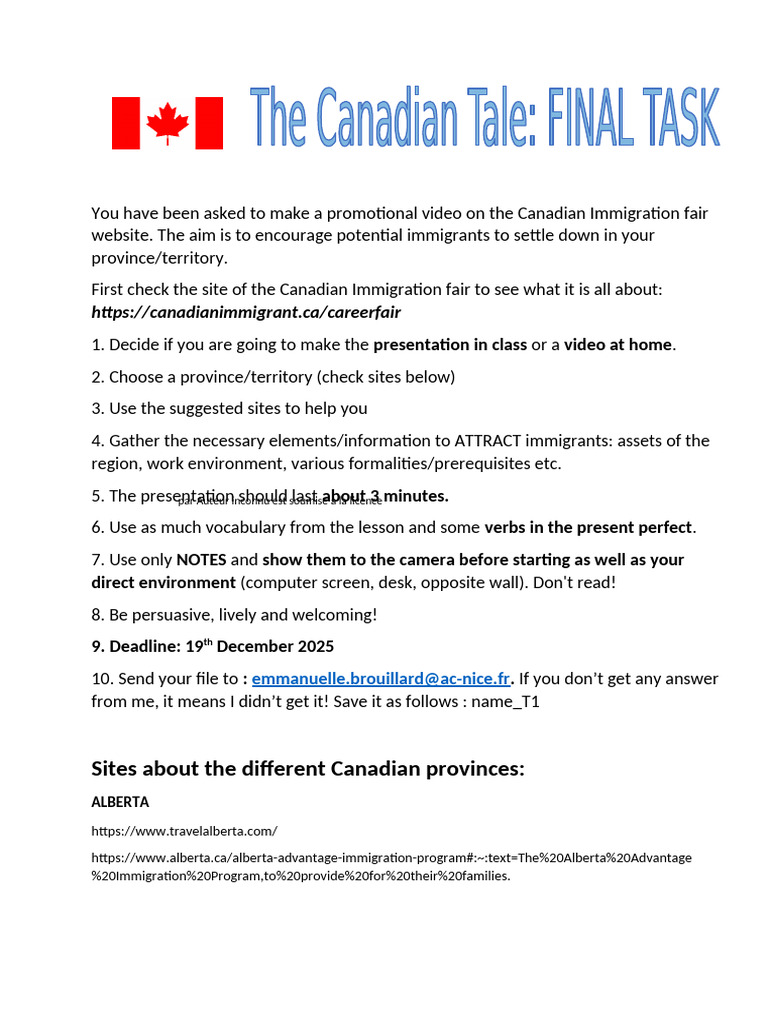 Canada Final Task Guidelines | PDF