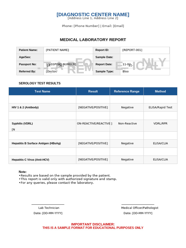 Medical Report Format SAMPLE | PDF
