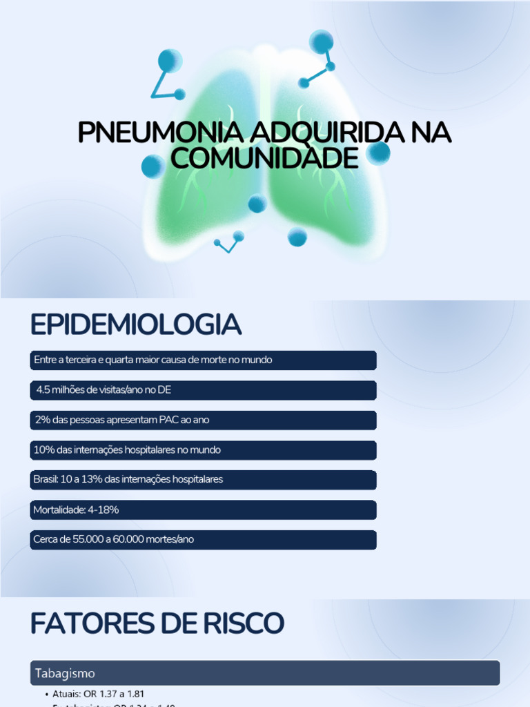 Pneumonia Adquirida Na Comunidade | PDF | Pneumonia | Imunologia