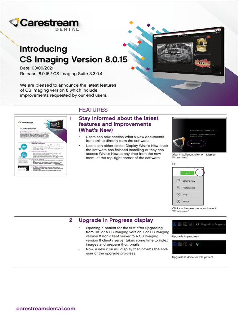 Cs Imaging 8015 Whats New Sheet | PDF | Internet | Computing