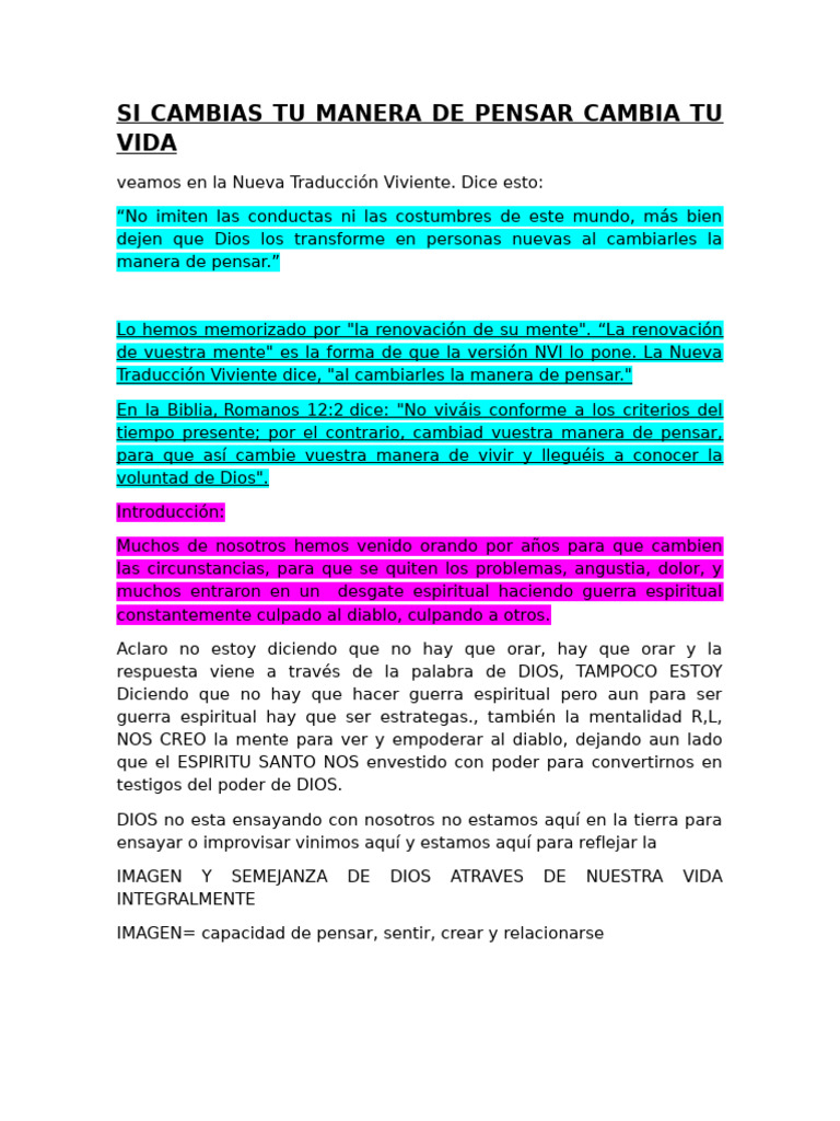 Si Cambias Tu Manera de Pensar Cambia Tu Vida | PDF | Dios | Oración