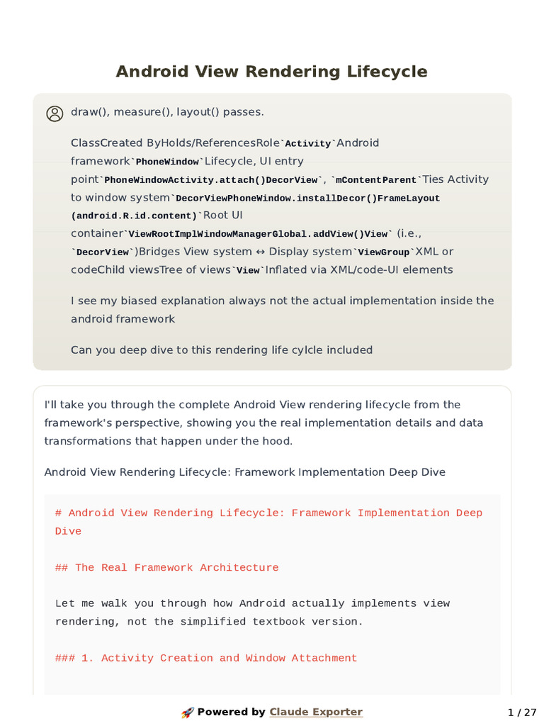 Claude-Android View Rendering Lifecycle | PDF | Rendering (Computer ...
