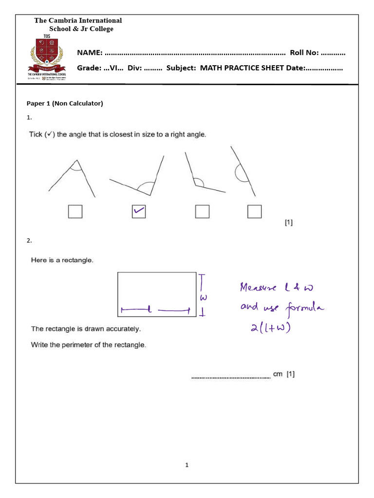 GR 6 Math Checkpoint Practice Sheet 4 AnswerKey | PDF | Chess Theory ...