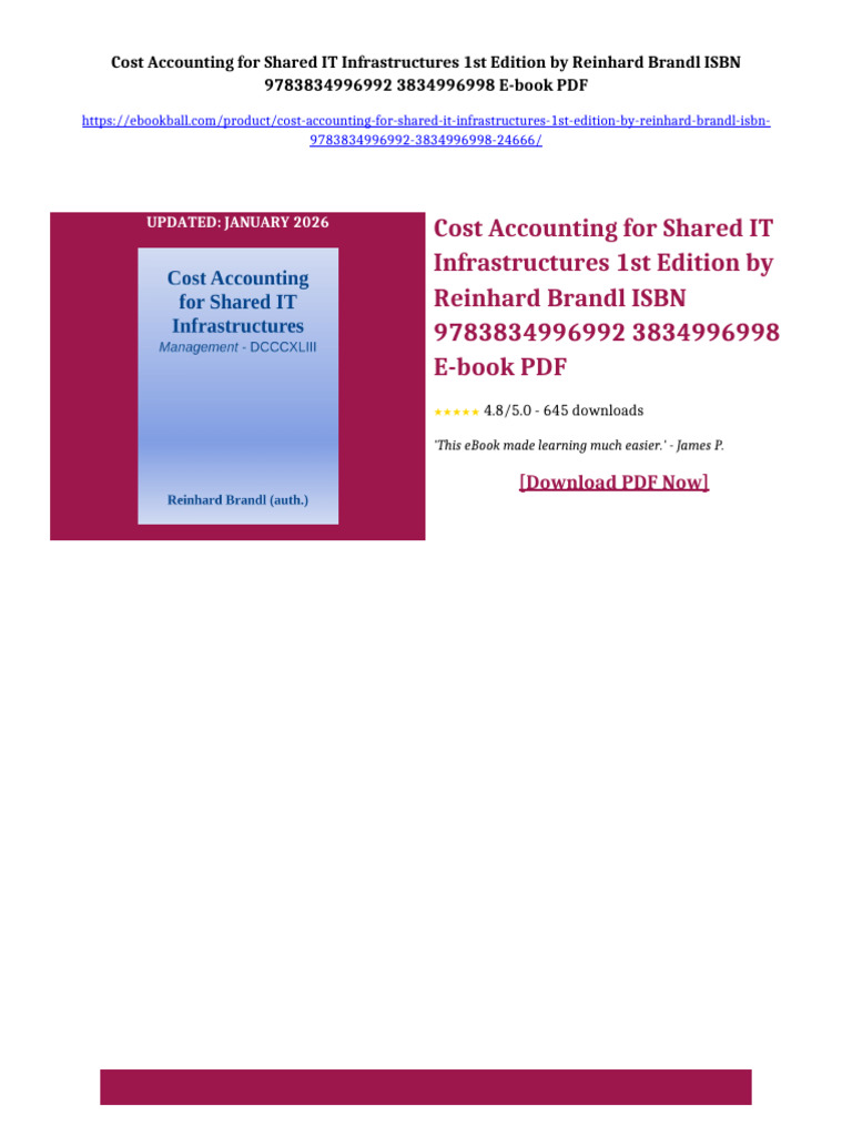 Cost Accounting for Shared IT Infrastructures 1st Edition by Reinhard ...