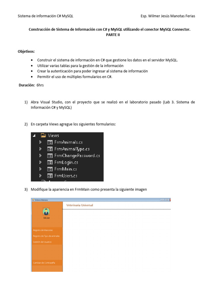 Lab 3 Sistema de Información CS MySQL Parte 2 | PDF | Mi sql | C Sharp ...