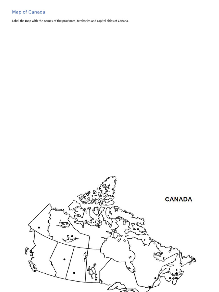 Map of Canada Worksheet | PDF | Provinces And Territories Of Canada ...