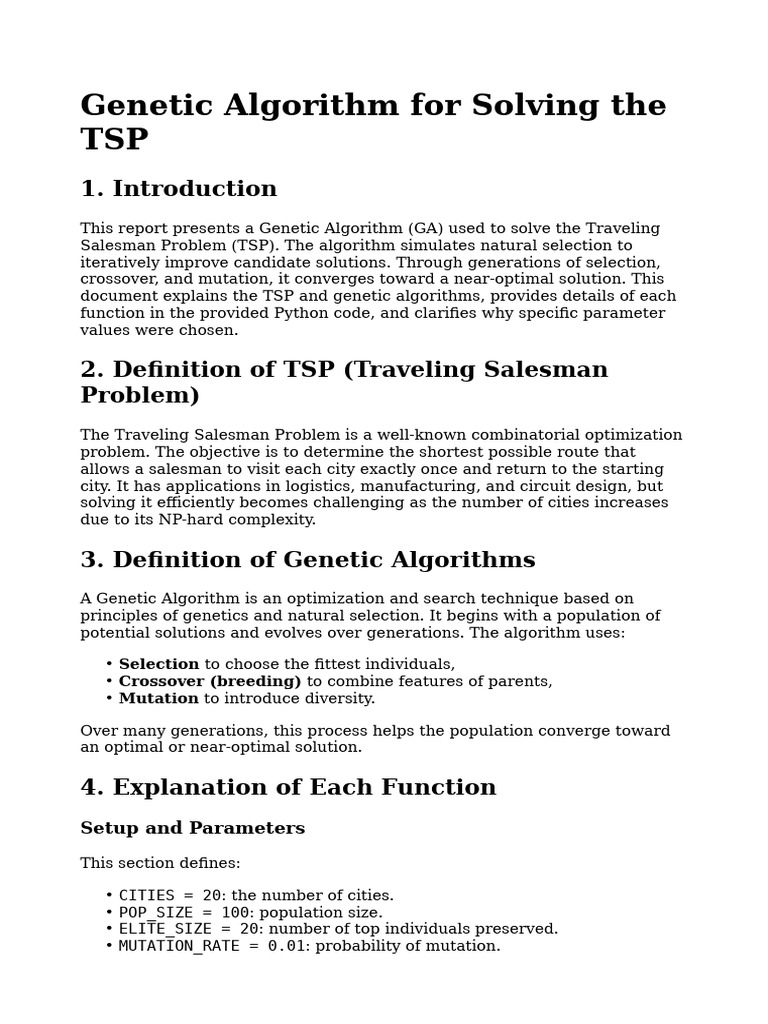 Genetic Algorithm TSP Report | PDF | Genetic Algorithm | Applied ...