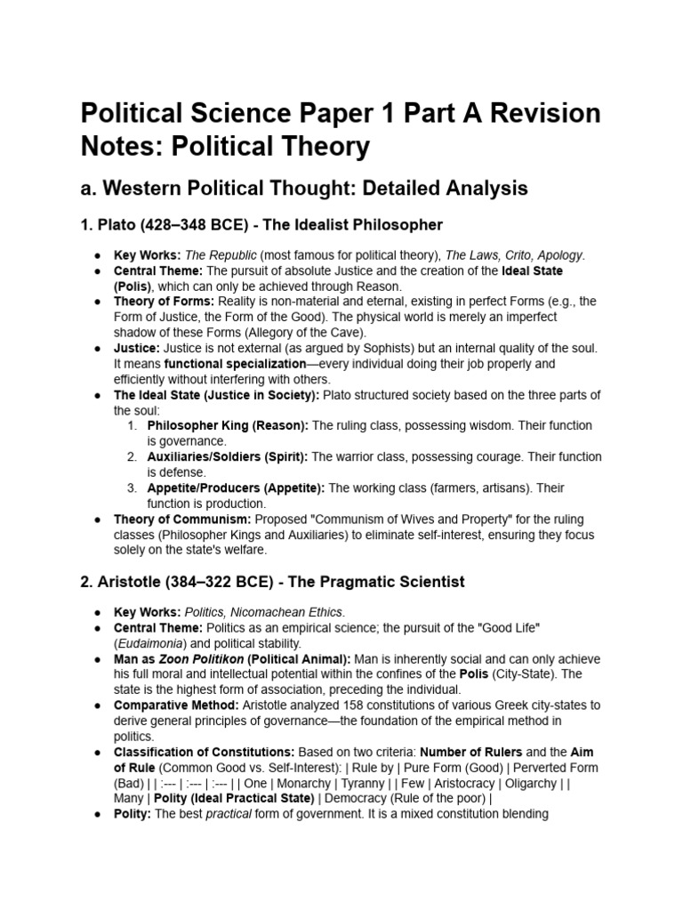Political Science Paper 1 Part A Revision Notes | PDF | Utilitarianism ...