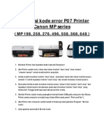 Mengatasi Kode Error P07 Printer Canon MP Series