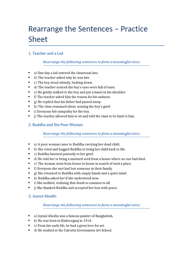 Rearrange Practice Stories Full | PDF | Mother Teresa