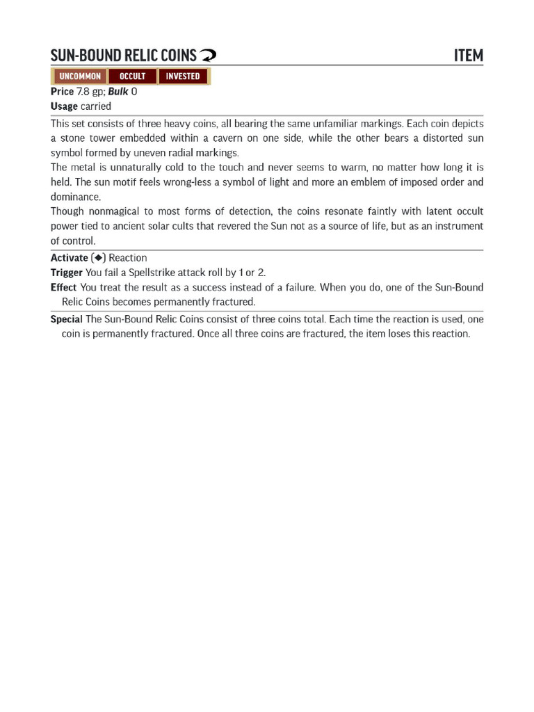 Sun Bound Relic Coins-1769161029 | PDF