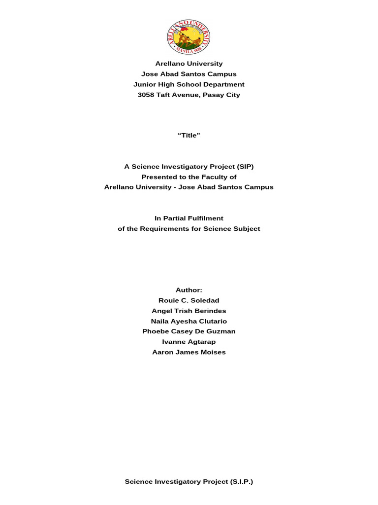 Sip Title Defense Format | PDF