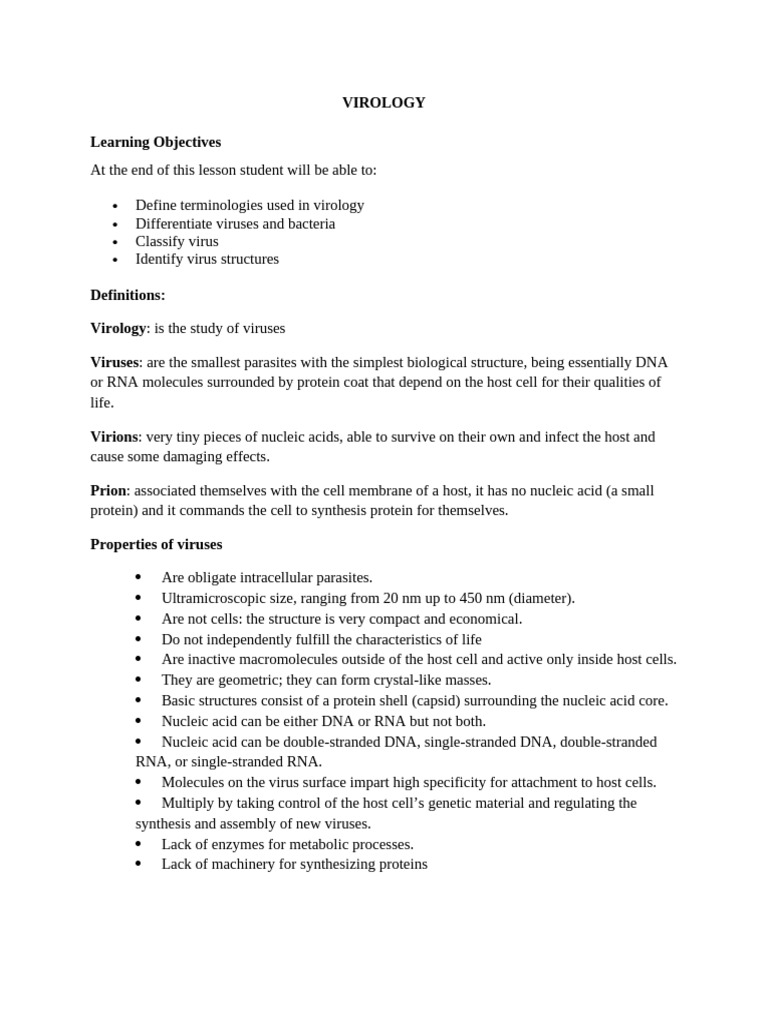 Lec 1. Classification of Virus | PDF | Virus | Cell (Biology)
