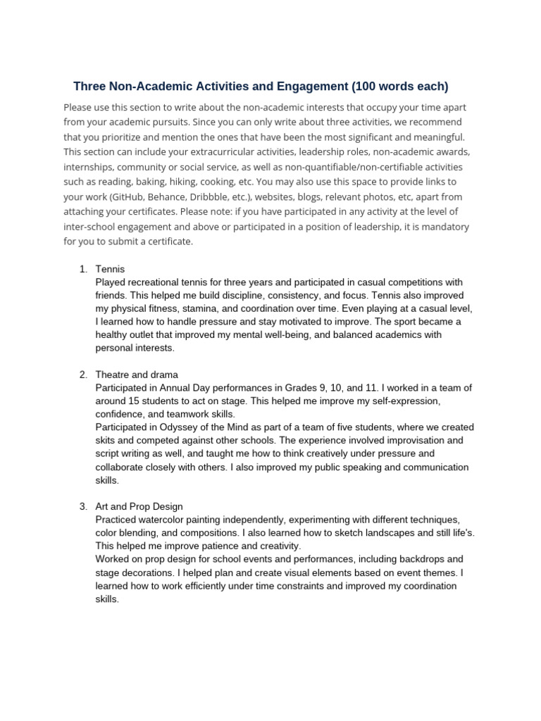 Non Academic Activities | PDF