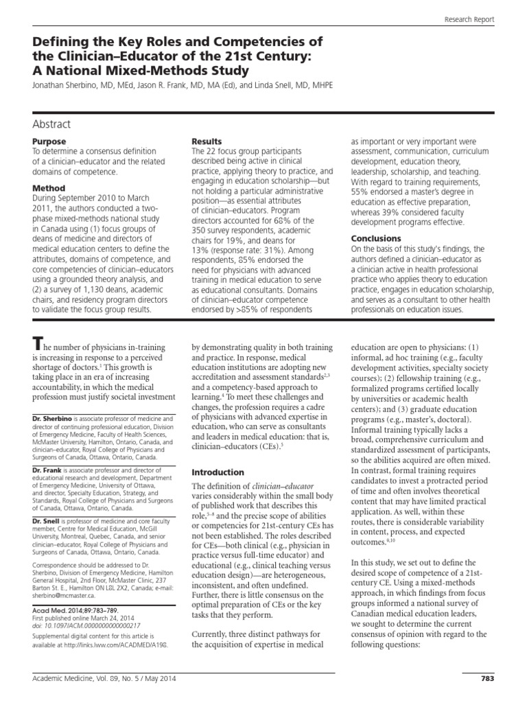 Defining The Key Roles and Competencies of The.28 | PDF | Medical ...