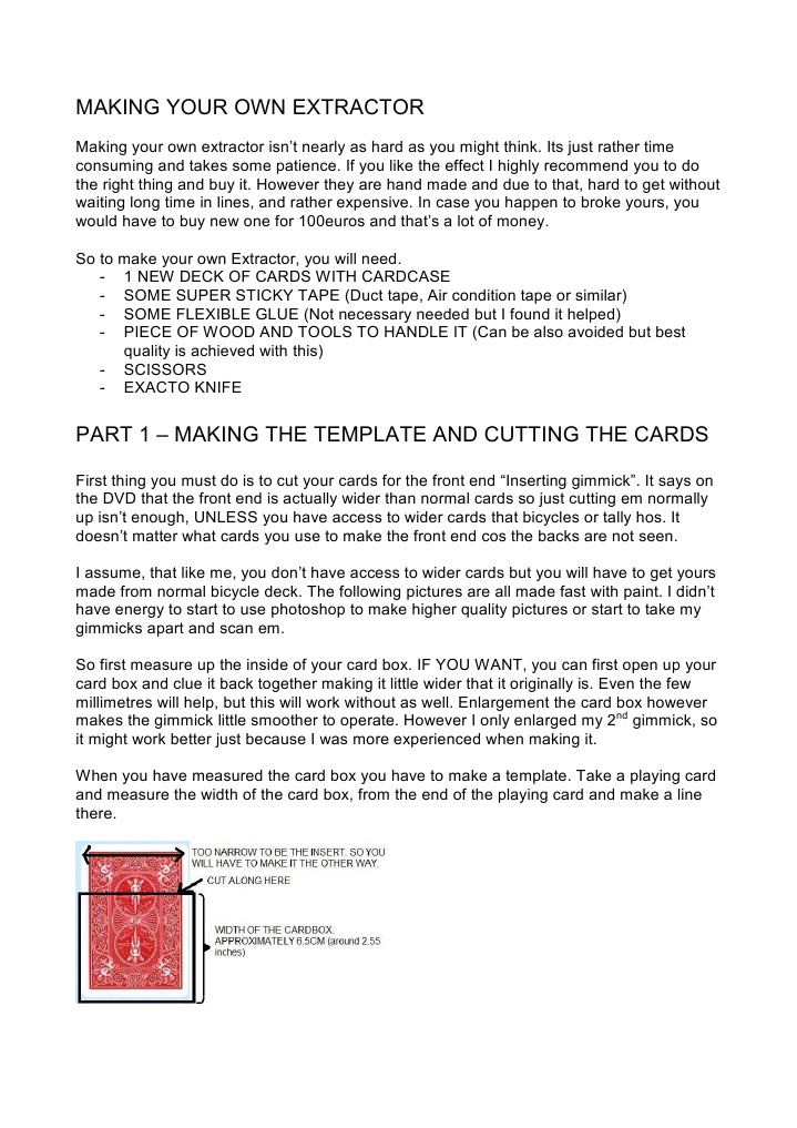 DIY Extractor for Card Tricks | PDF | Wood | Leisure