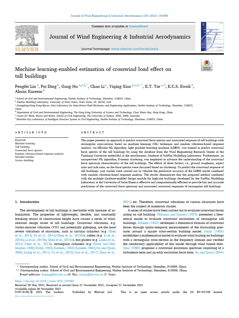Machine Learning-Enabled Estimation of Crosswind Load Effect On Tall ...