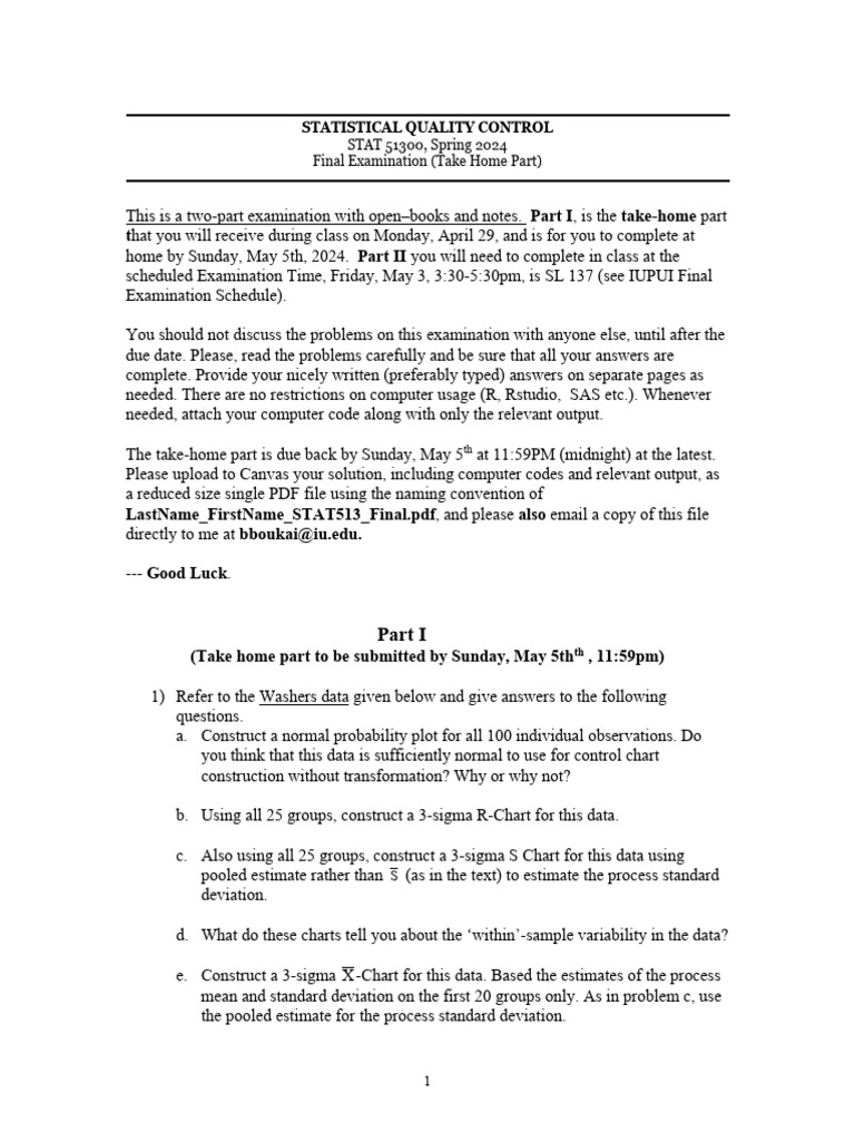 FinalExam2024 (TakeHome) | PDF | P Value | Standard Deviation