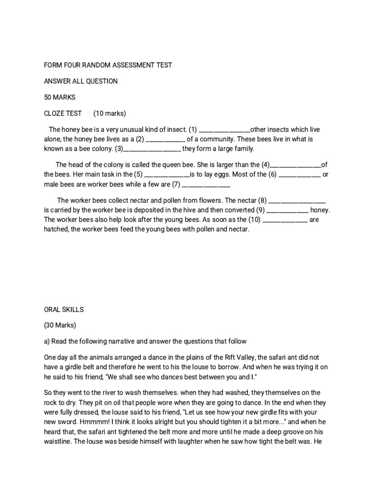 Form Four Opene-Wps Office | PDF | Bees | Honey