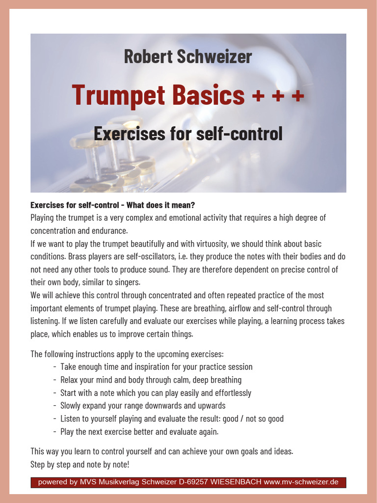 Trumpet Basics - Excercises For Self Control - Robert Schweizer | PDF