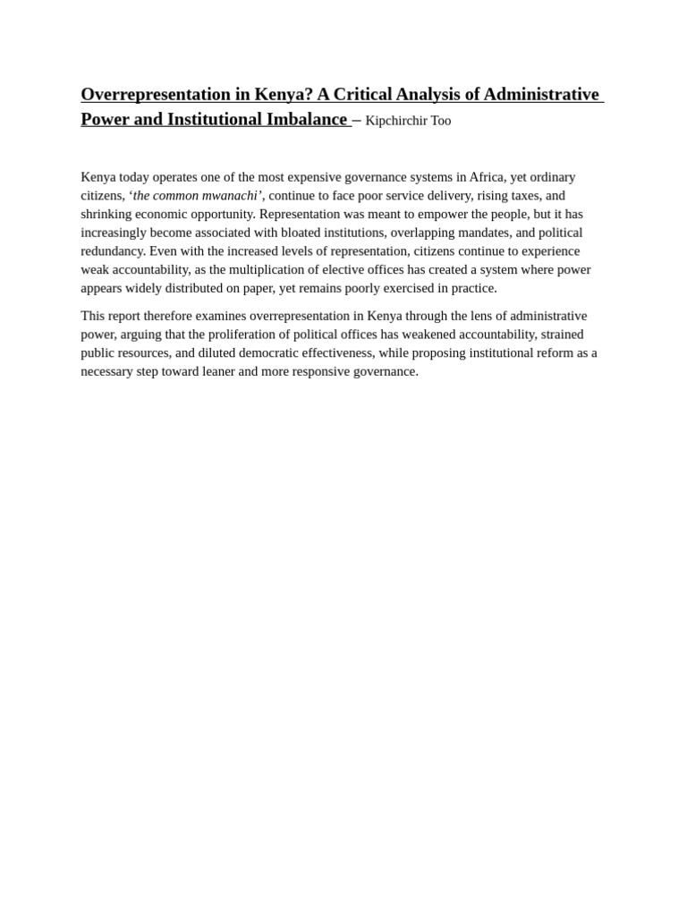 Overrepresentation in Kenya | PDF