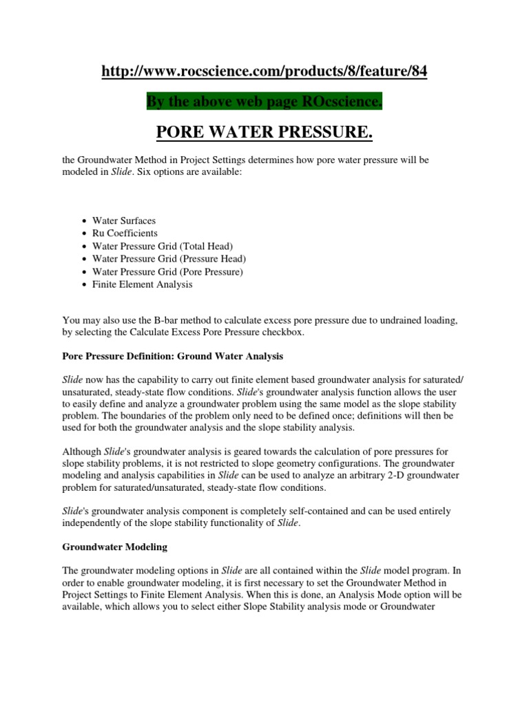 Pore Water Pressure Analysis in Slide | PDF | Interpolation | Groundwater