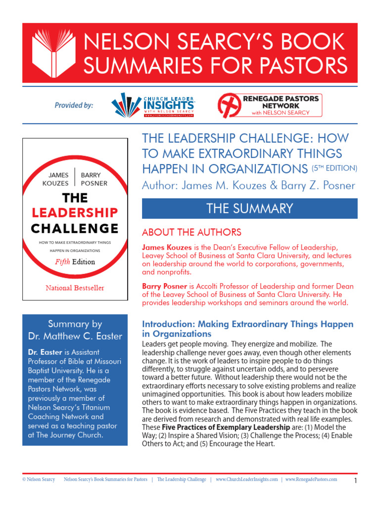 The Leadership Challenge Book Summary | PDF | Leadership | Value (Ethics)