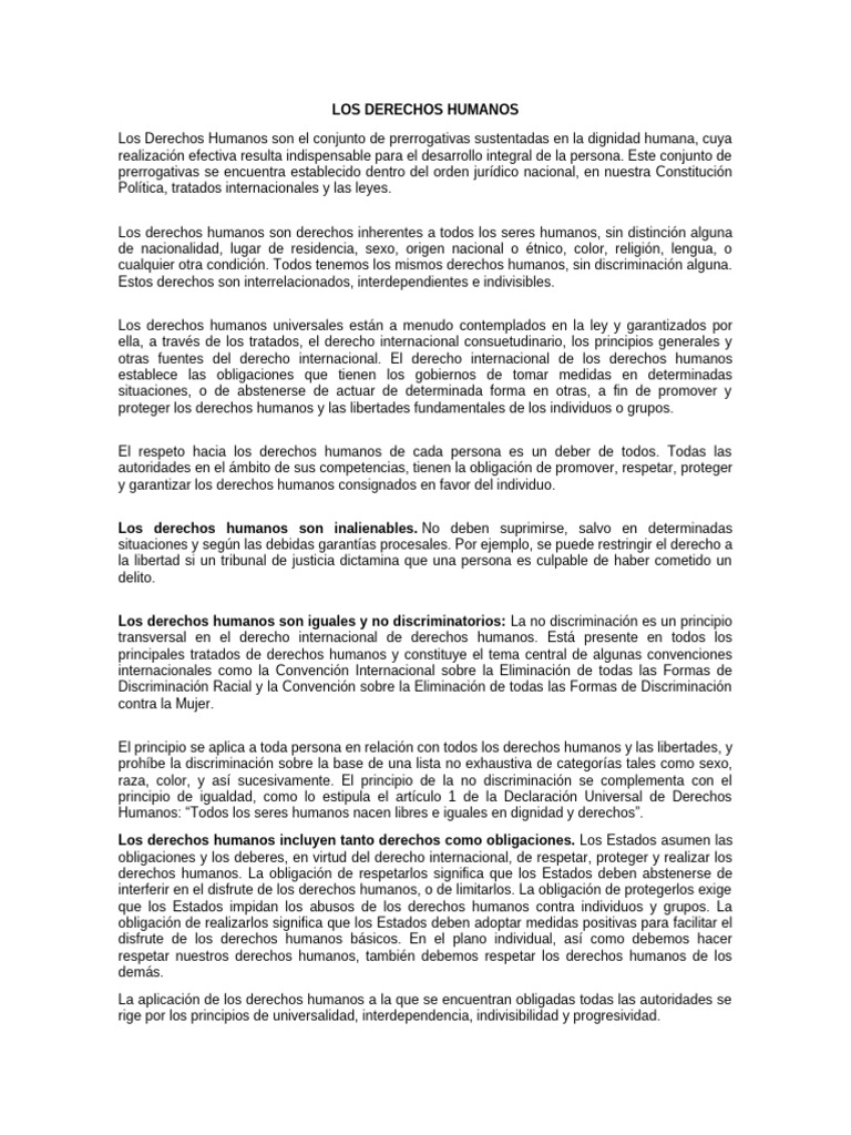 Los Derechos Humanos | PDF | Ley humanitaria internacional | Convenios ...