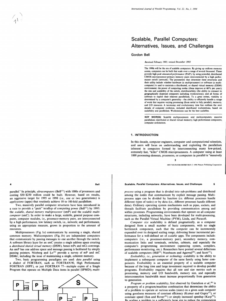 Scalable Parallel Computers IJPP 1994 C | PDF | Parallel Computing ...